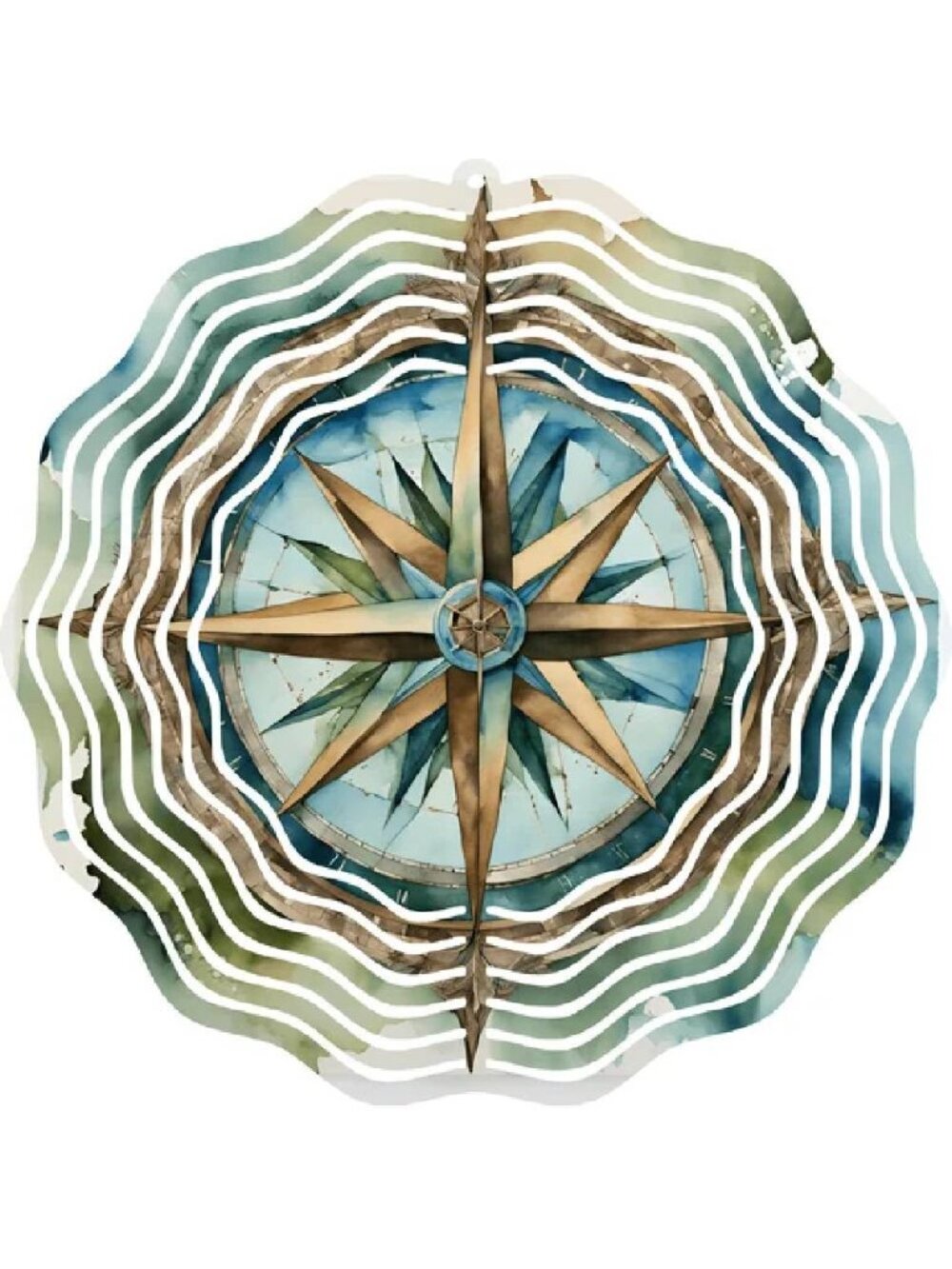 10" Multicolor Metal Nautical Compass Wind Spinner